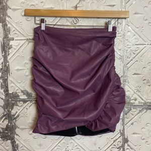 Purple Dillion for love and lemons ruched mini faux leather skirt